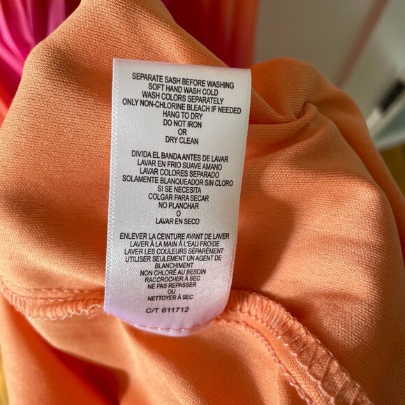 Taylor Pleated Sunset Orange Ombre Maxi Wedding Guest Dress Size Small - Picture 3 of 11